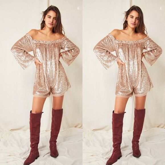 Free People Party Emilia Sequin Romper size XS